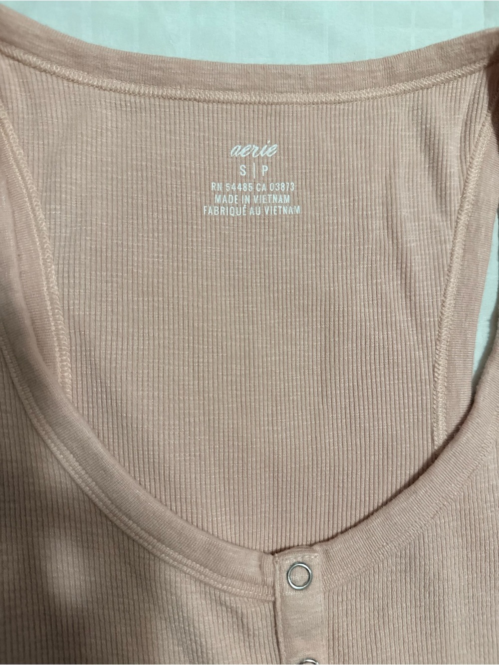 aerie Ribbed Henley Tank - Blush Pink